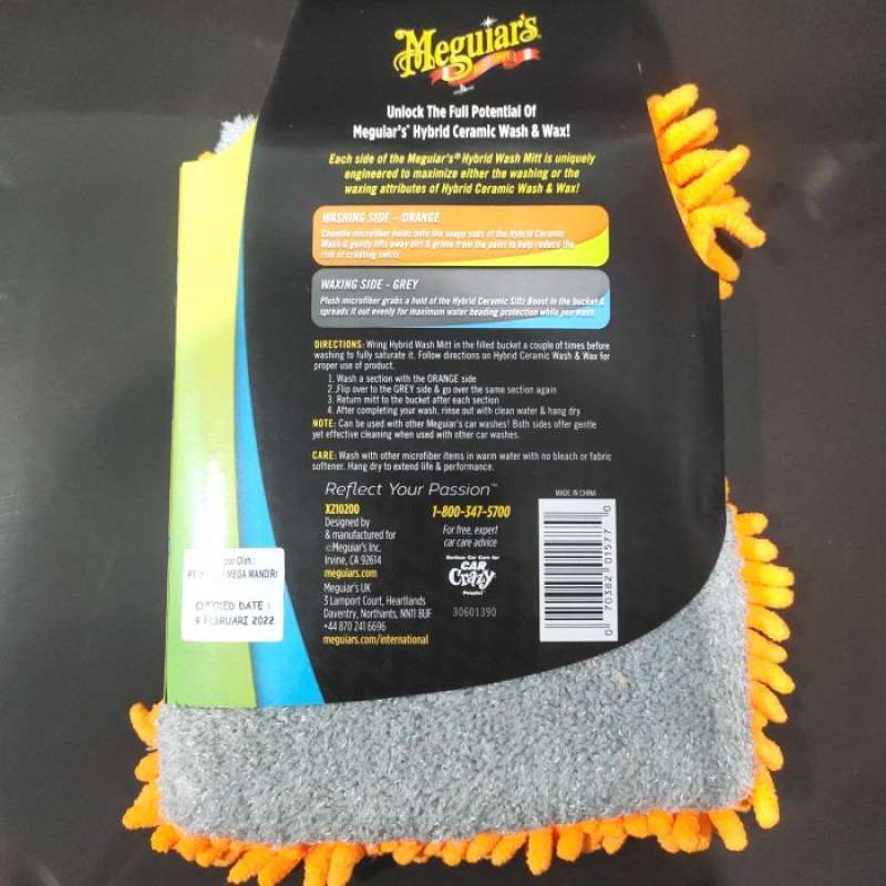 Meguiar's Hybrid Ceramic Wash Mitt – Microfibre Washing Glove X210200EU, Orange