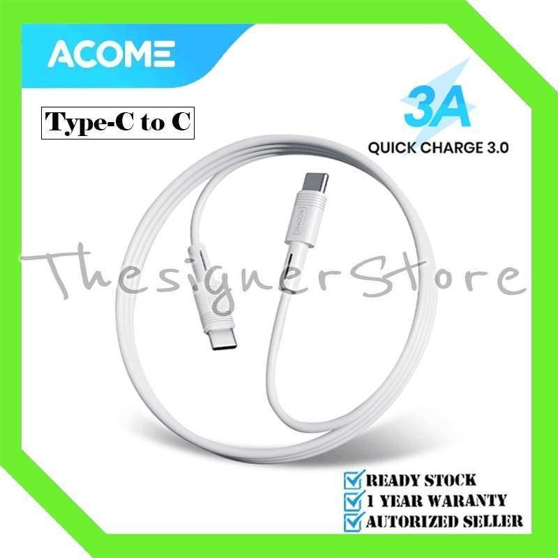 ACOME Kabel Data PD Type C to Type C Type C to Lightning Data Cable 60W  3A Super Fast Charging iPhone Android (AD-C Series)