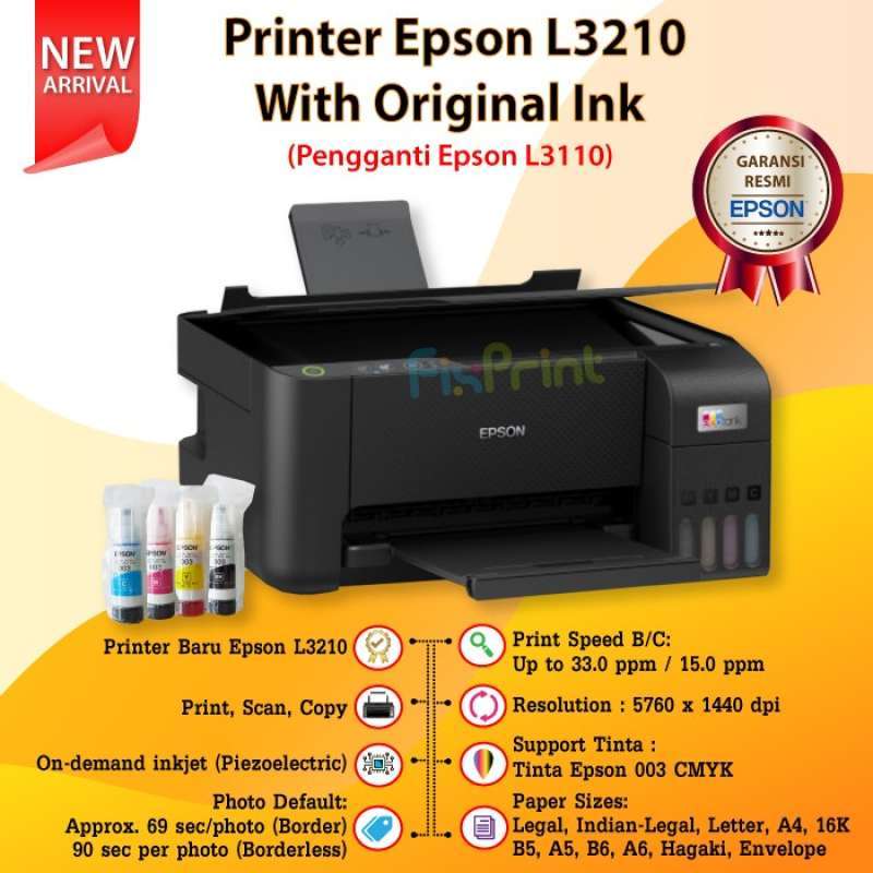 Promo Printer Epson Ecotank L3210 All-in-one ( Print - Scan - Copy ...