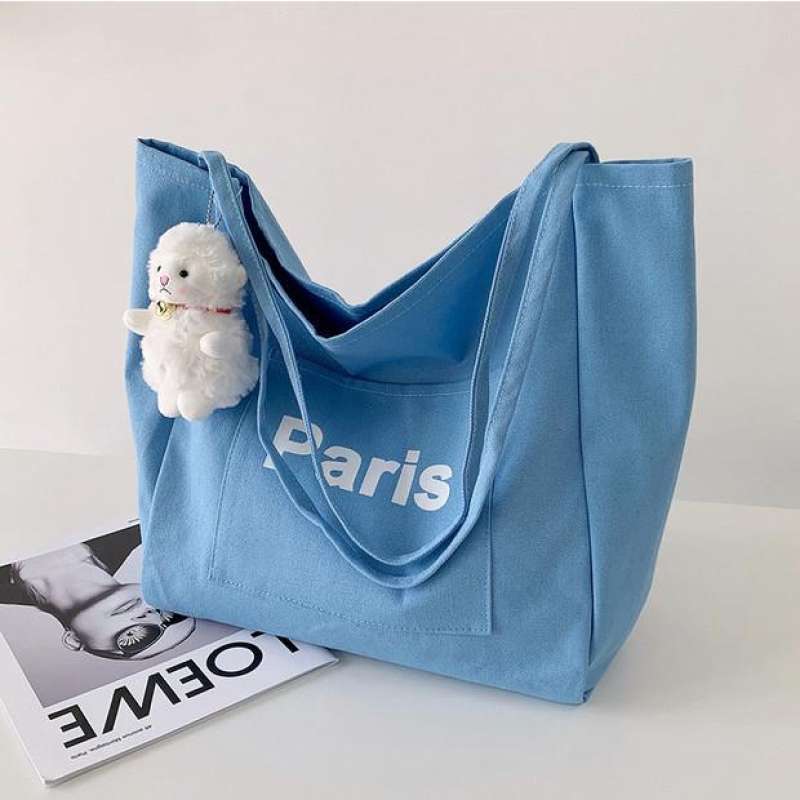 Cute Canvas Tote Bag Tas Travel Kanvas Pundak Large Capacity Bag