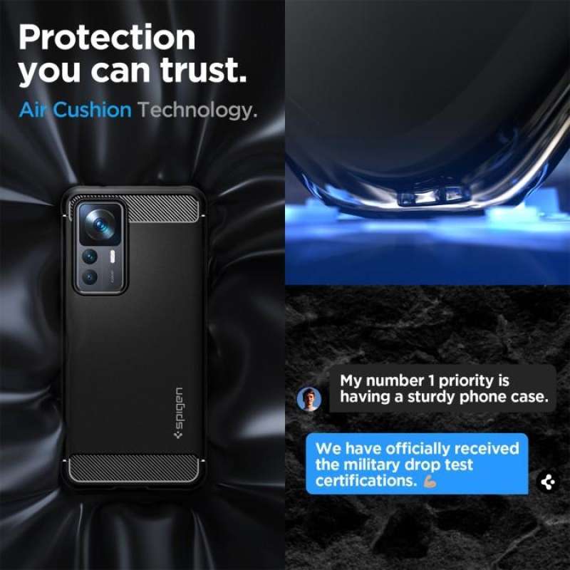 Case Xiaomi 12T/Pro Spigen Rugged Armor Soft Cover Matte Carbon Casing