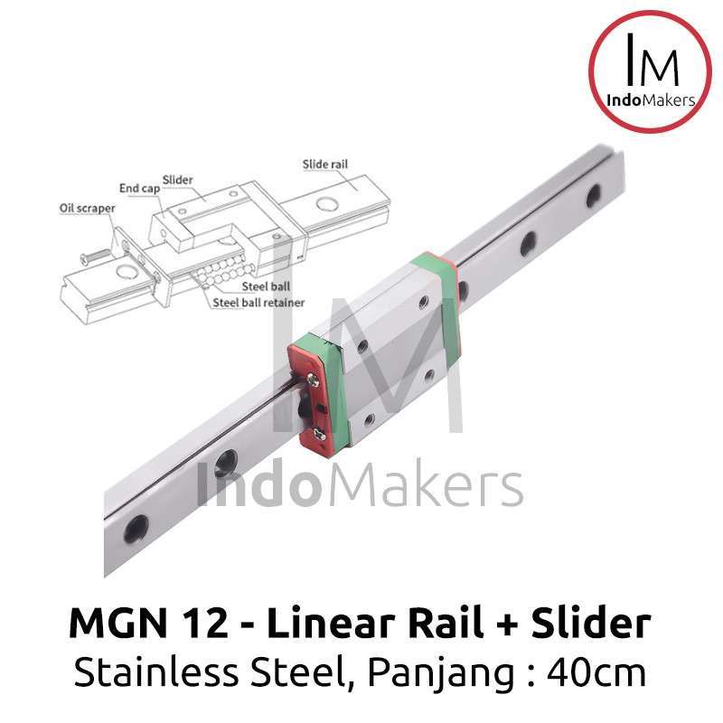 Jual Paket Mgn12 Linear Guide Rail 40cm Dan Linear Slide Bearing Mgn12c ...