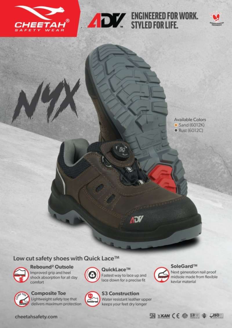 Jual Sepatu Safety Cheetah Adv Nyx 6012c Twist Lock System (tls) Di ...