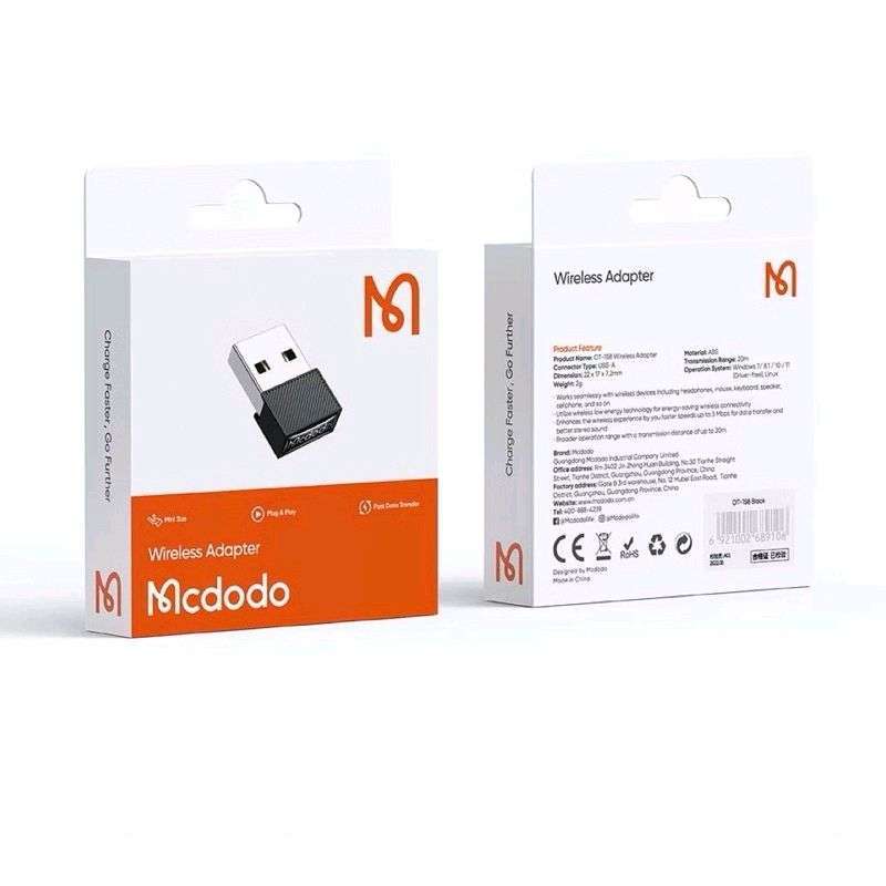 Mcdodo USB-A Bluetooth 5.1 Adapter for Laptops with Memory Pairing and Plug-and-Play, Slim Design, Connects Up to 7 Devices Simultaneously for Effortless Computing