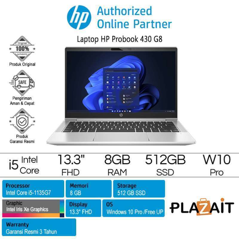 Laptop HP Probook 430 G8 /Intel Core i5-1135G7/16GB/512GB SSD/Intel Iris Xe  FHD/W11 Pro/Silver/3Y (536X0PA)
