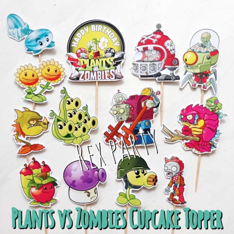 Promo Plants Vs Zombies Cupcake Topper/cake Topper Plants Vs Zombies ...