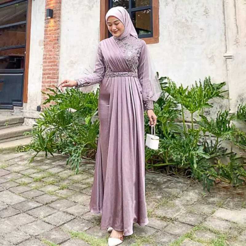 Long dress brukat hijab clearance