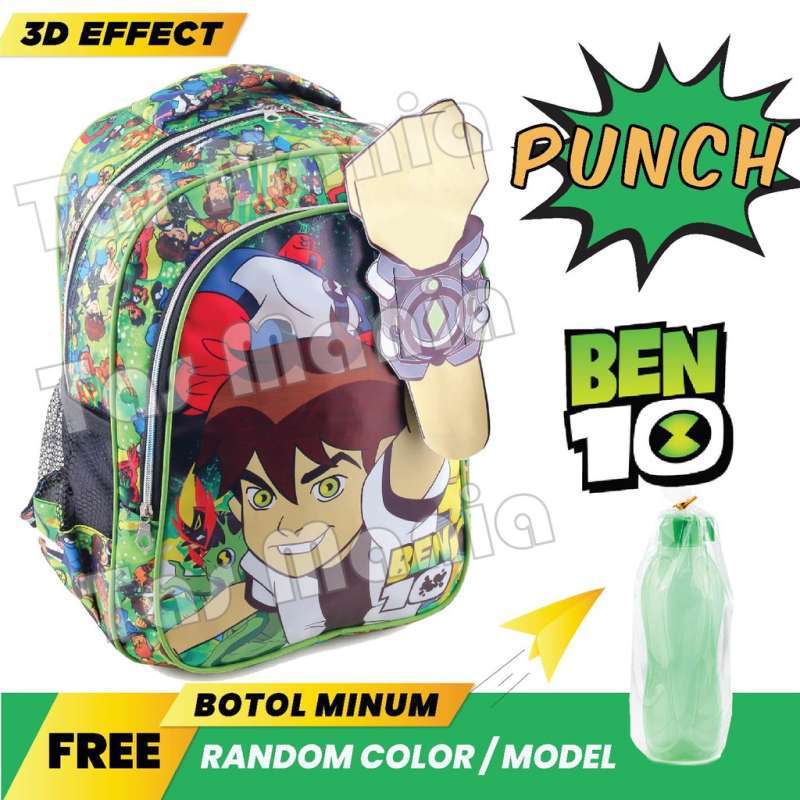 Tas Ransel Anak Laki Laki Karakter Ben10 PUNCH COOL BACKPACK FREE  BOTOL