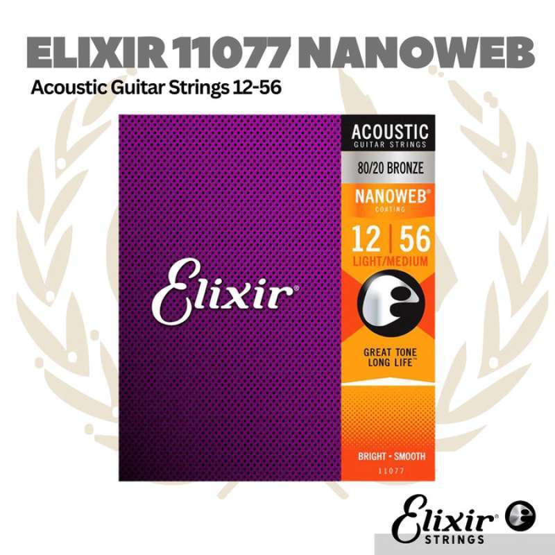 Jual Elixir 11077 12-56 Nanoweb 80/20 Bronze Acoustic Guitar Strings Di ...