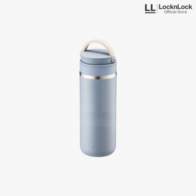 LocknLock Metro Two Way Tumbler Navy 16 oz, BPA-vrije dubbelwandige roestvrijstalen vacuüm geïsoleerde beker met lekvrije deksel en handvat, thermische reiswaterfles