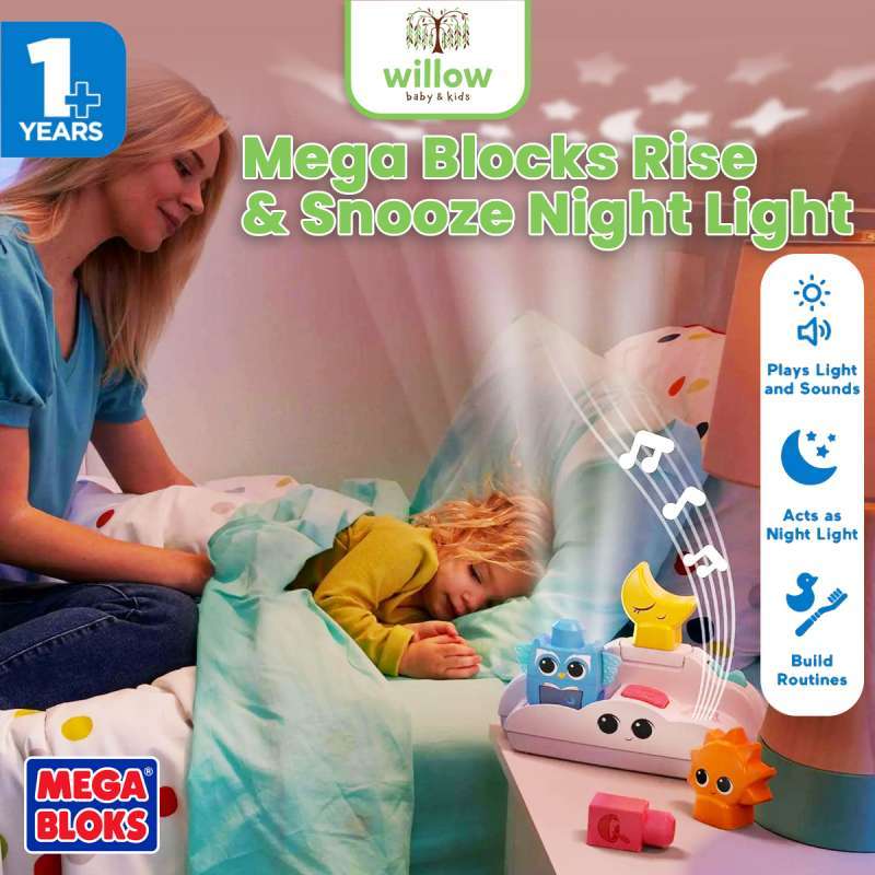MEGA BLOKS Luce Notturna Rise & Snooze, Set 30 Pezzi Con Proiettore Di Stelle E Suoni, Giocattolo Per Bambini 1-3 Anni, Fisher-Price