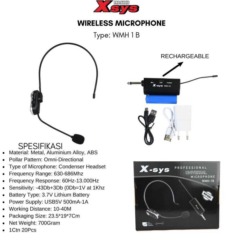 Jual X-sys Wmh-1b Headset Microphone Wmh1b Mic Bando Wireless Imam