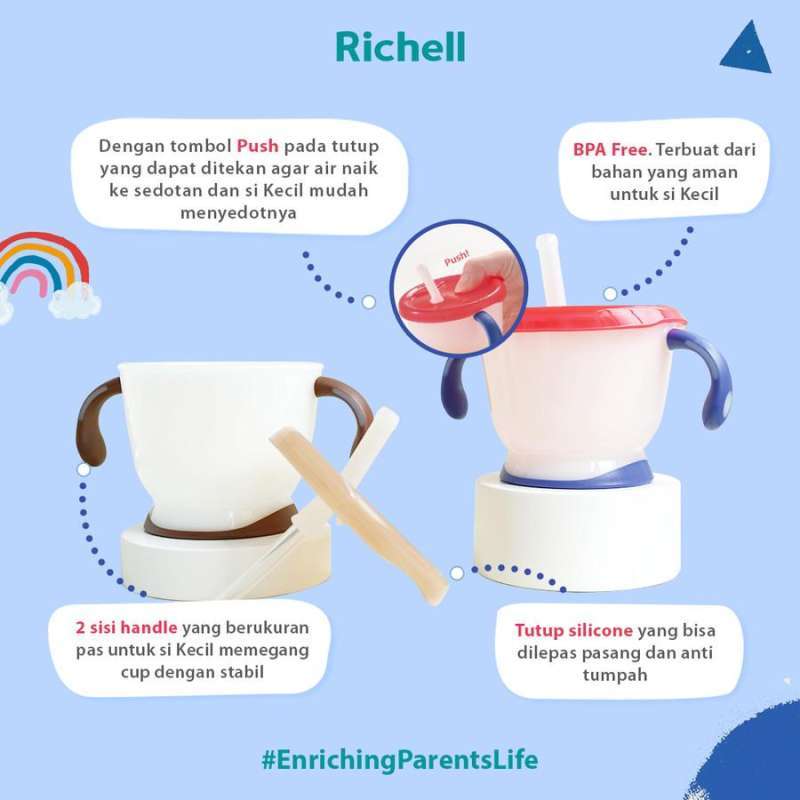 RICHELL Cup de Straw Training Pink