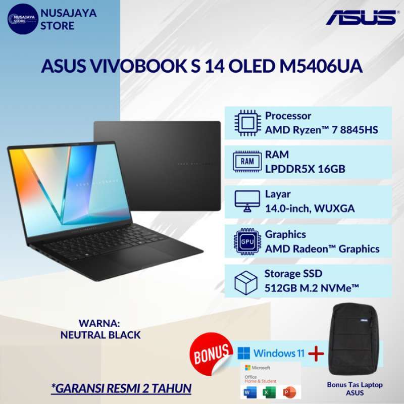 Jual Asus Vivobook S 14 Oled M5406ua Ryzen 7-8845hs 16gb 512gb 14