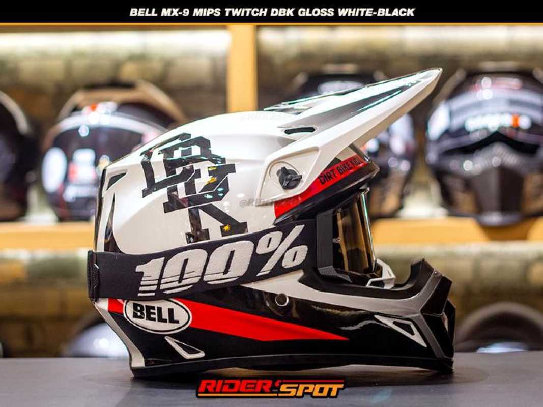 Helm Bell MX-9 MIPS Twitch DBK Gloss White/Black Dirt Full Face Origin