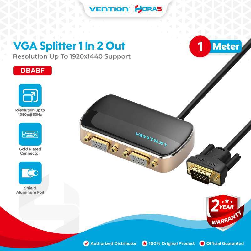 Vention VGA Splitter In Out 1080P 60Hz with Power Supply ABS Aluminum  Alloy Meter DBABF