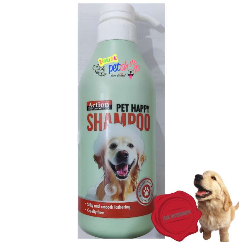 Action Pet Happy Shampoo 500 Ml 100% Natural Silky Smooth Lathering  Cruelty Free Cleanse Nourish Dog Skin And Coat Shampoo Anjing Dog Shampoo