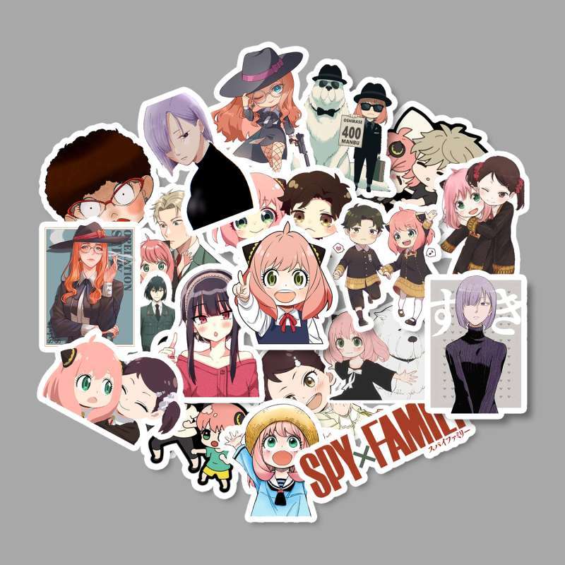 Sticker Pack Spy x Family Anti-Air dan Tahan Cuaca dengan Desain Hi-Res dan Bahan Vinyl Premium, Ideal untuk Laptop dan Tumbler, Berisi 20 Pcs