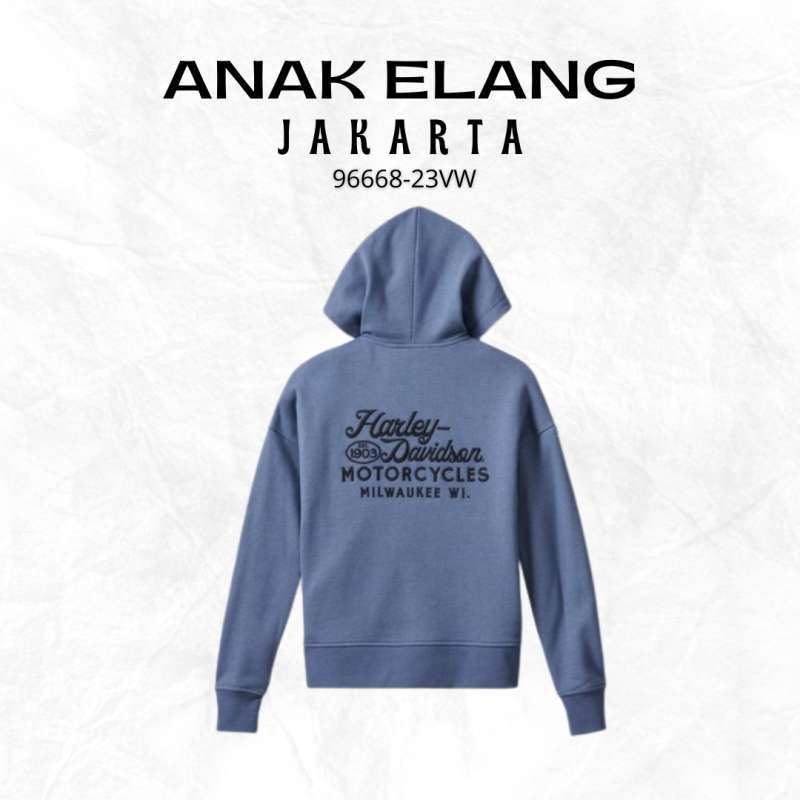 H-D Women's Special Bar and Shield Zip Front Hoodie Colony Blue 96899-23VW