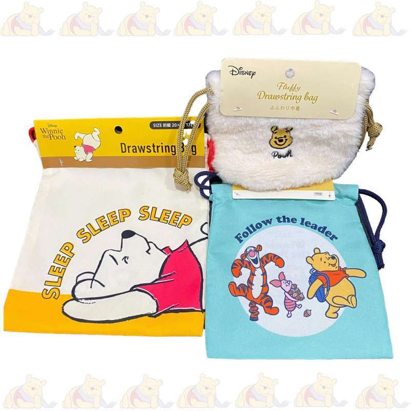 Jual Winnie The Pooh Tas Serut Bulu Fluppy Drawstring Bag