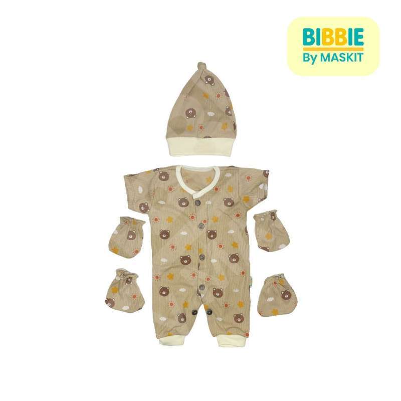 Set Baju Bayi Newborn Jumpsuit Topi Sarung Tangan Sarung Kaki Code  207 Newborn Baby Jumper Bibbie by Maskit