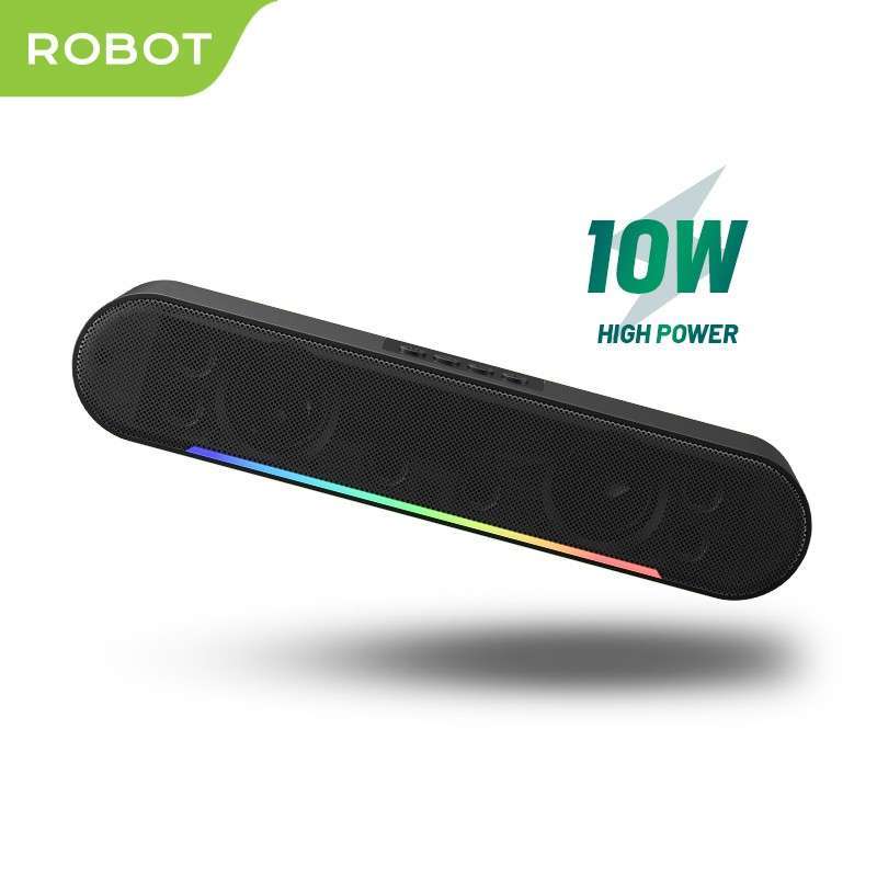 Robot RB290 Bluetooth Speaker untuk Komputer dengan Dua Speaker Bass 10W dan 5 Mode Efek Lampu RGB, Ukuran Kecil. Ideal untuk Pengguna Menikmati Musik