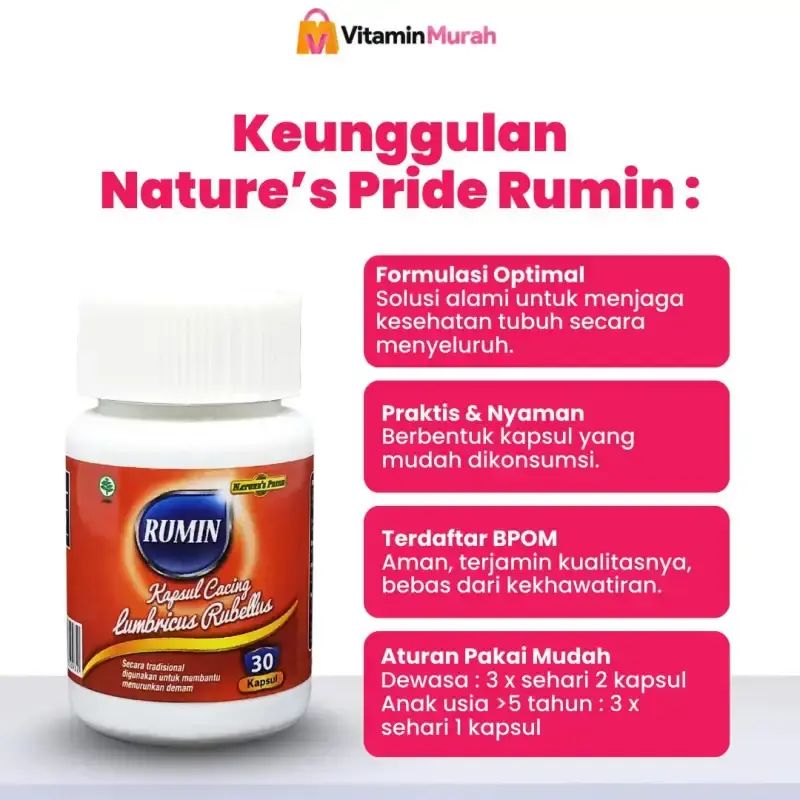 Yummmy Rumin Jual Rumin Kapsul Cacing Isi 30 Kapsul Dewasa Di Seller ...