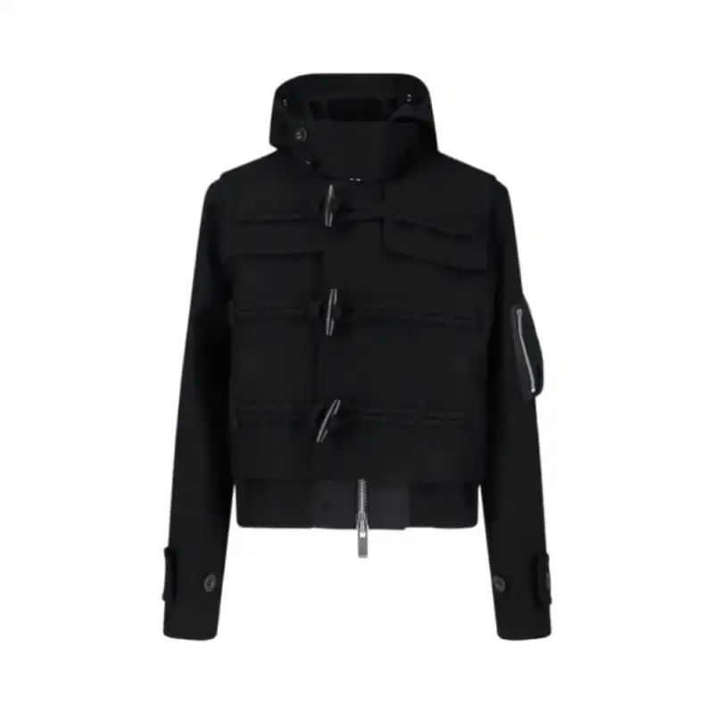 Promo Sacai Wool Melton Blouson Hybrid Jacket Black Diskon 27% Di