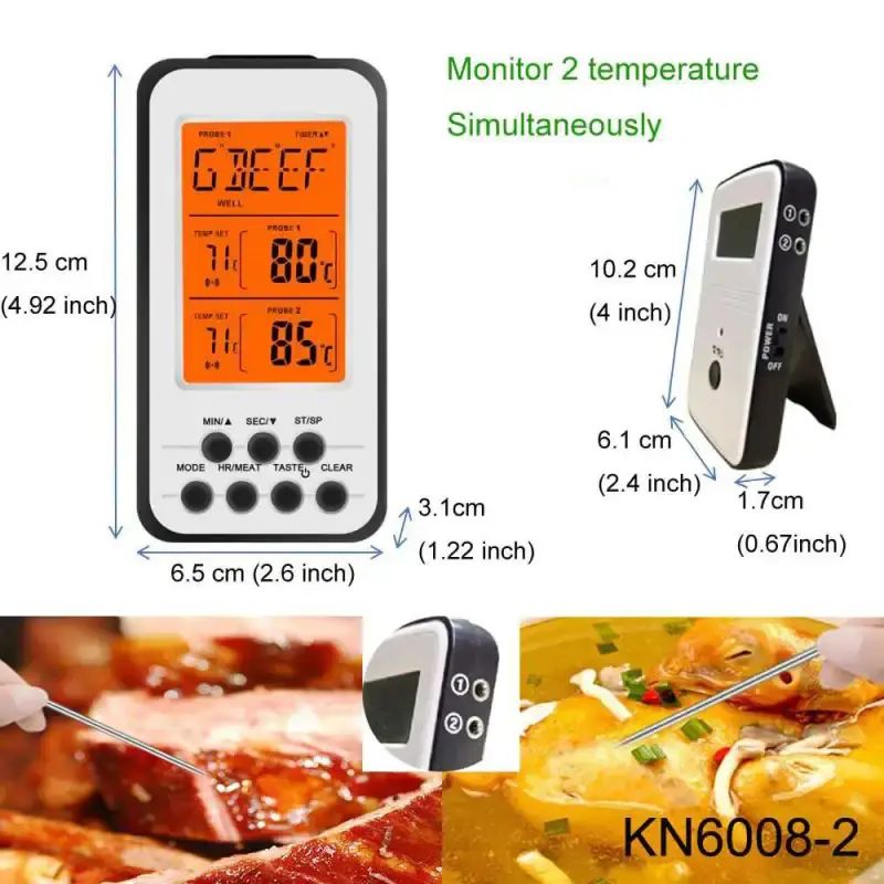 Jual Anpro Termometer Makanan Daging Digital Wireless 2 Probe With ...