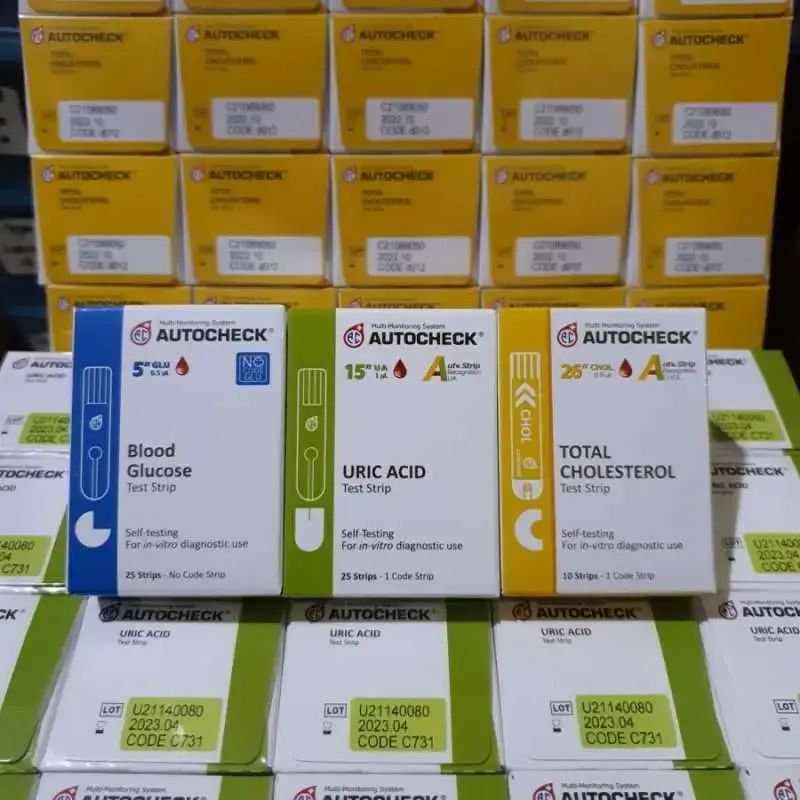Promo Paket Autocheck Gula Darah Blood Glucose 25 Asam Urat 25 ...