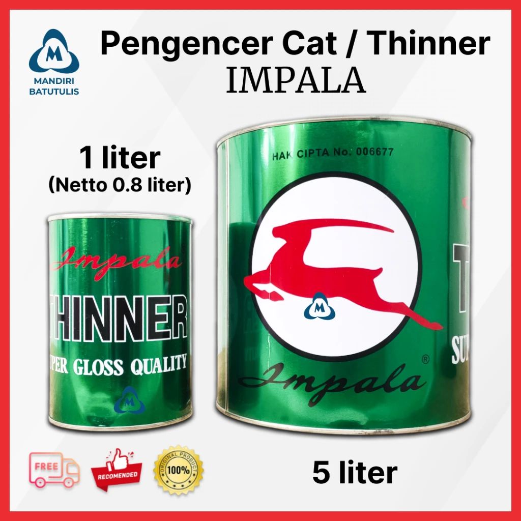 Jual Thinner Impala Kaleng 1 Liter / Tiner Impala / Pengencer Cat - 5 ...
