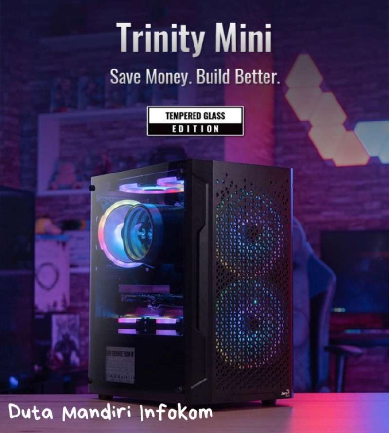 Promo Aerocool Trinity Mini V2 Mini Tower Tempered Glass mATX Gaming Case Diskon 23 di