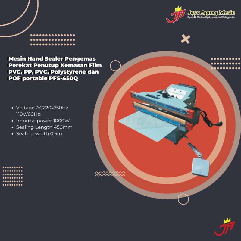 Jual HEAVYPACK Mesin Hand Sealer Kemasan Film PVC, PP, PVC, Polystyrene dan POF portable / PFS