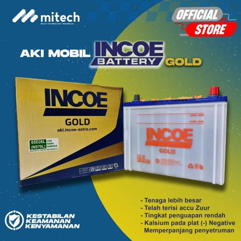 Jual Aki Mobil INCOE GOLD Ford Laser NS70L / 65D26L AKI BASAH 12V