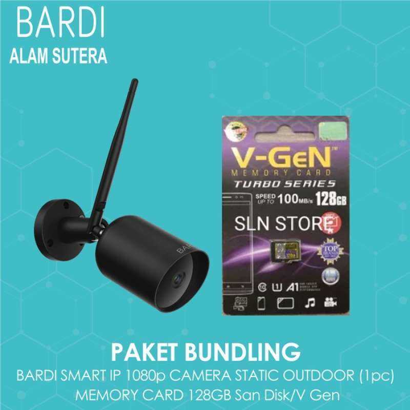 Promo Bundling BARDI Smart CCTV Outdoor Static + Memory 128GB + Jasa
