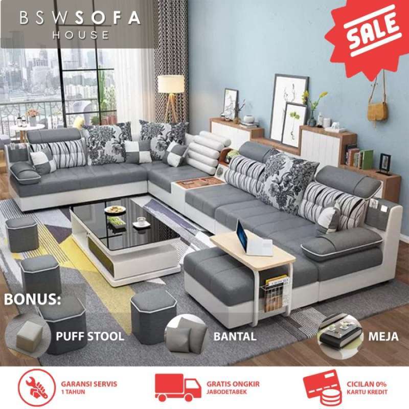 Promo Sofa L Bed Minimalis / Sofabed Ruang Tamu & Keluarga / Leter U Bsw42M Diskon 23 di Seller