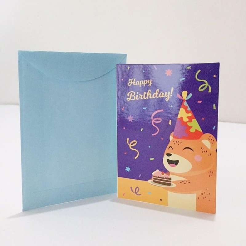 Jual Kartu ucapan / Greeting Card Happy birthday bear ungu di Seller