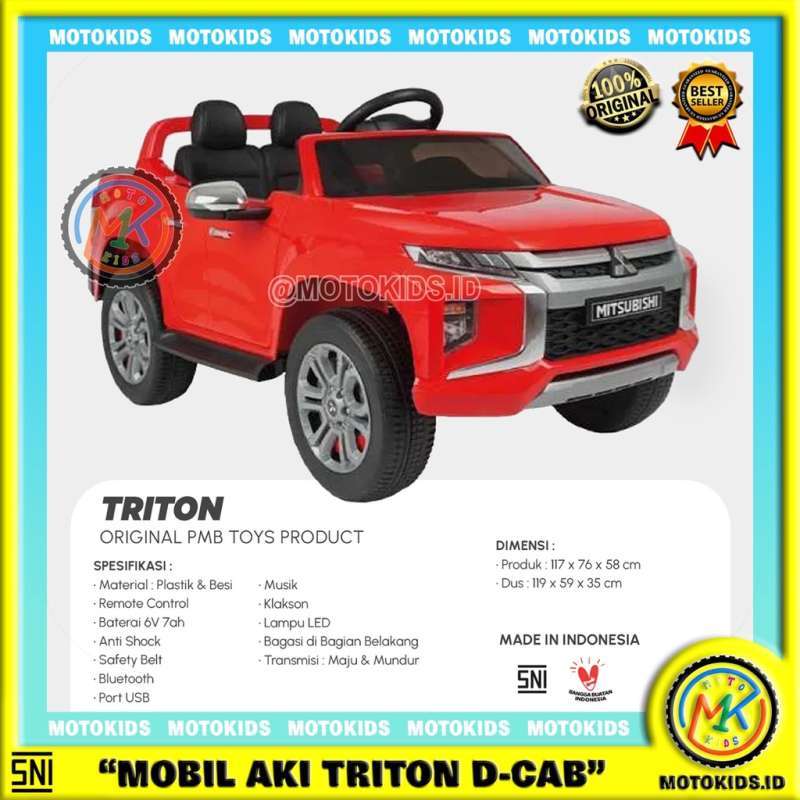 Jual Mainan Mobil Aki Anak Lisensi MITSUBISHI TRITON DOUBLE CABIN PMB M