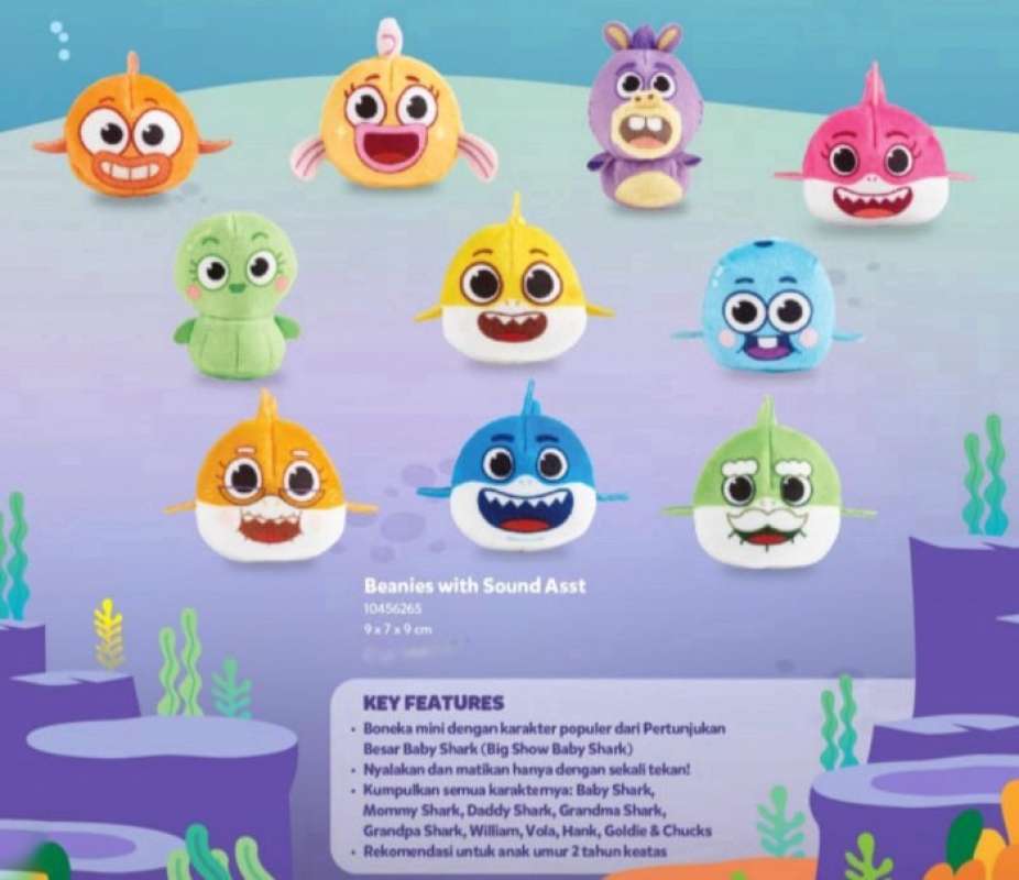 Jual Baby Shark Big Show Mini Beanies Plush With Sound Theme Song di