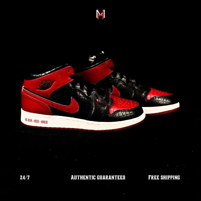 Promo Nike Air Jordan 1 Mid Bred Text (GS) Diskon 14 di Seller