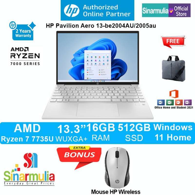 Promo Laptop HP Pavilion Aero 13-be2001AU/2002au Ryzen 5 7535U 512GB ...