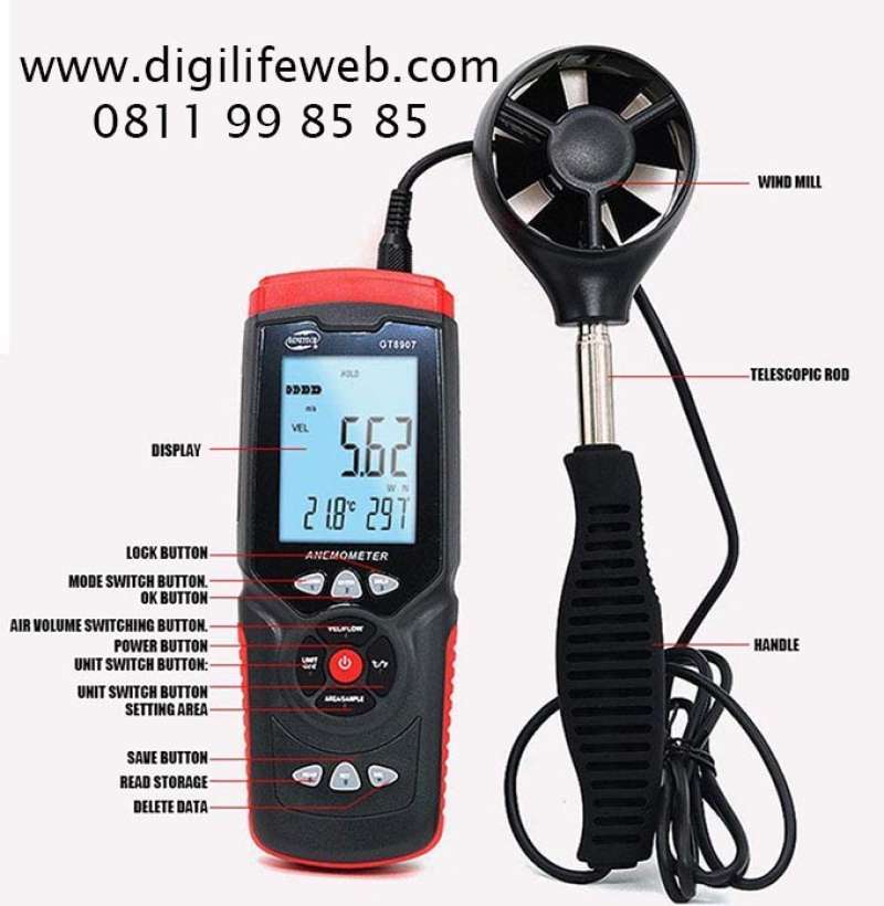 Promo ANEMOMETER GT8907 DATA LOGGER WIND FLOW METER AIR TESTER