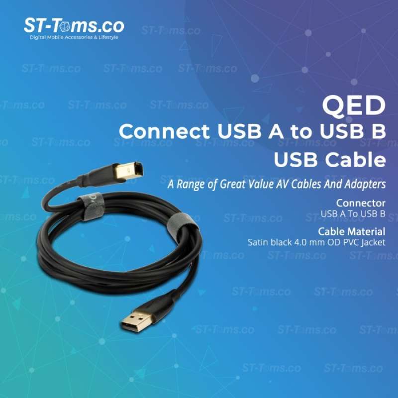 Jual QED Connect USB A to B Cable USB A Male to USB B Male, Ukuran 0