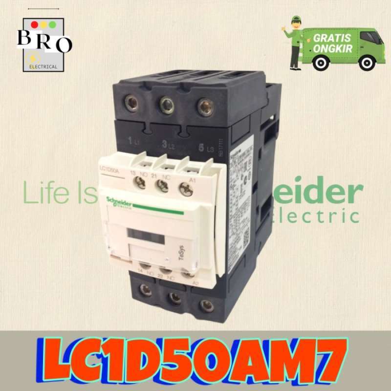 Promo Schneider Kontaktor Lc1D50A / Contactor Lc1D50Am7 220V 50A Lc1D50 ...