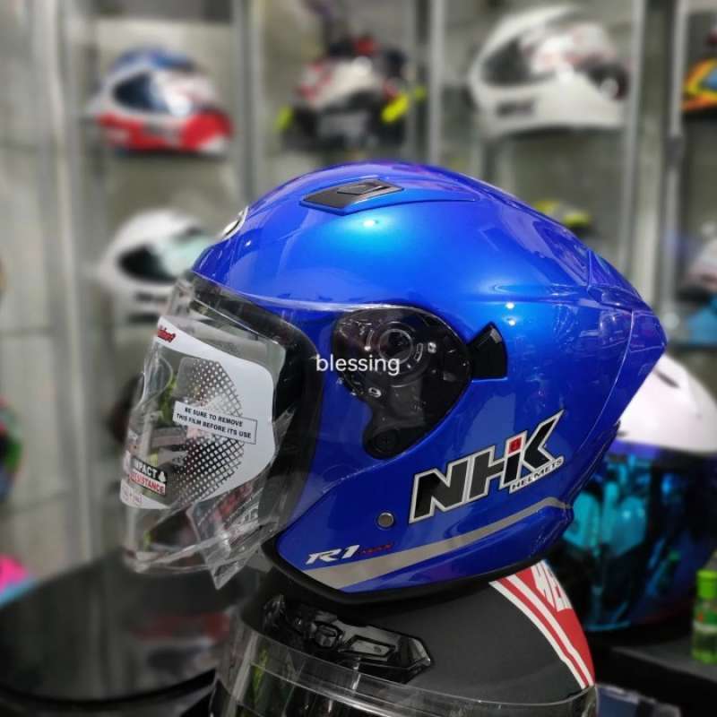 Promo Nhk R1 Max Solid Candy Blue Helm Open Face Doble Visor Diskon 23% ...