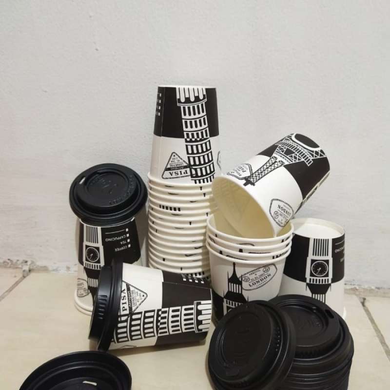 Promo Gelas Kopi Paper Cup Gelas Kertas 8 Oz Motif 1Dus Isi 1.000Pcs ...