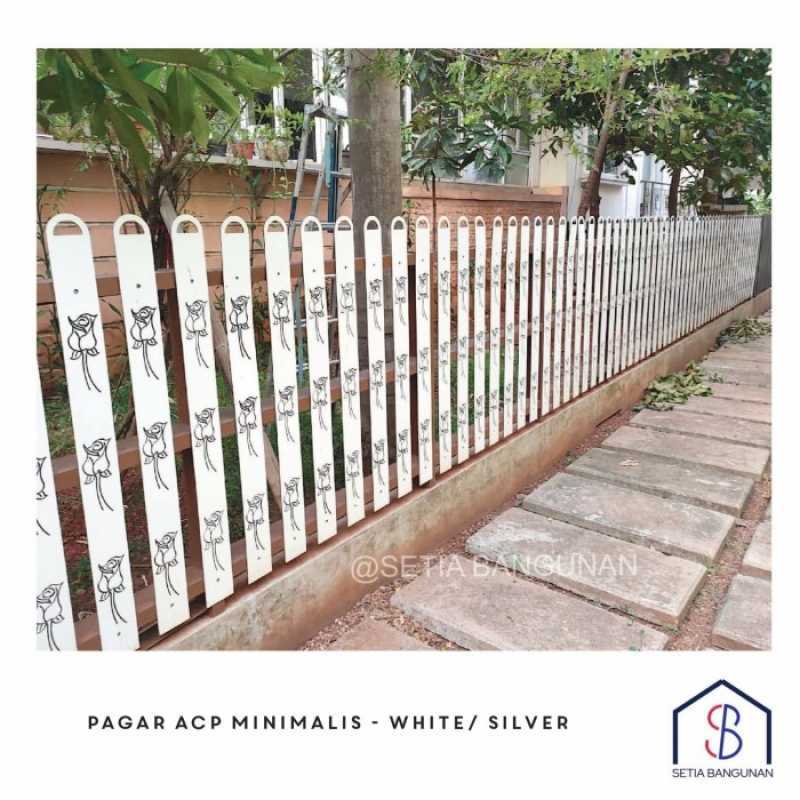 Jual Pagar rumah/ taman- ACP-White/ Putih / Silver-Minimalis-Type A di