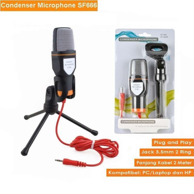 Promo Condenser Singing Karaoke Mic 3.5mm PC/Laptop dan HP SF666 Diskon
