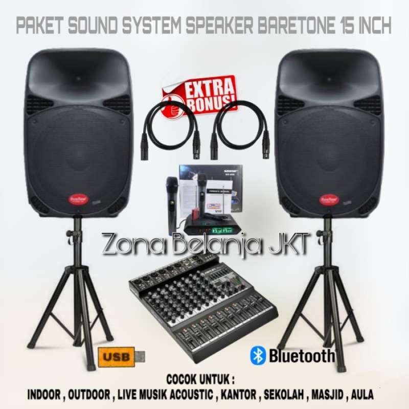 Jual PAKET SOUND SYSTEM INDOOR OUTDOOR SPEAKER BARETONE 15 INCH