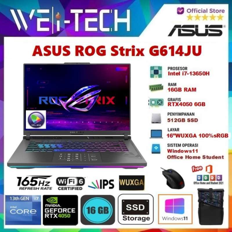 Promo Asus Rog Strix G16 G614ju I7-13650hx 16gb 512gb Rtx4050 6g 16 W11 ...